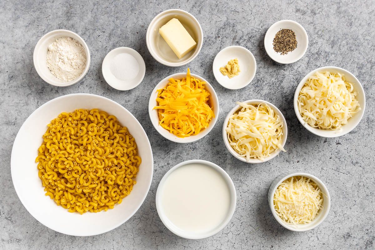 Taste of Home 4 Cheese Mac and Cheese photo of the ingredients.
