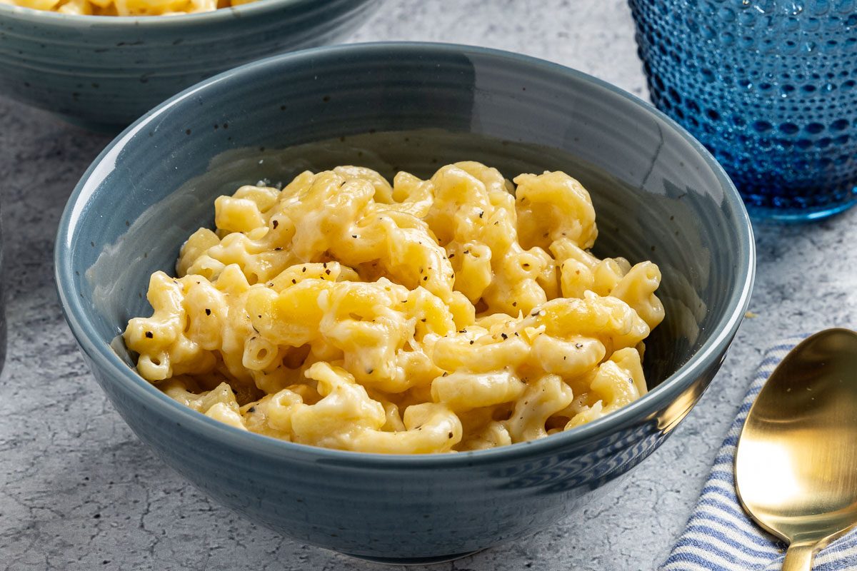 Taste of Home 4 Cheese Mac and Cheese photo of the finished recipe served in bowls.