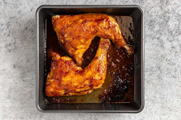 baked bbq chicken in a pan