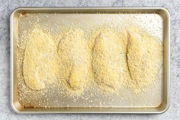 Taste of Home Baked Tilapia with Panko Bread Crumbs photo of the prepped fish for the oven.