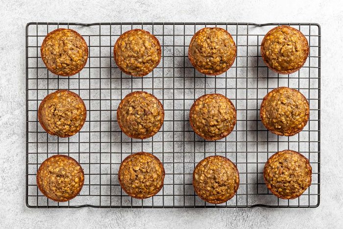 Banana Oat Muffins on cooling rack