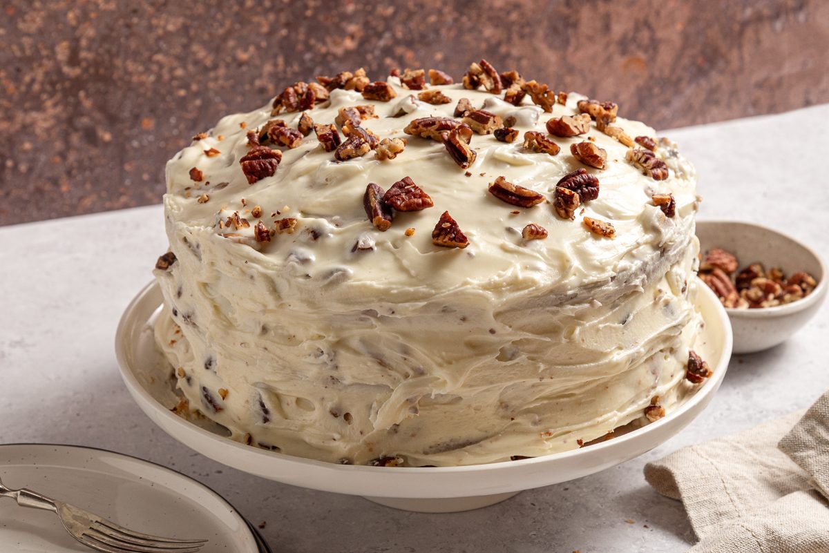 Butter Pecan Cake On Cake Stand