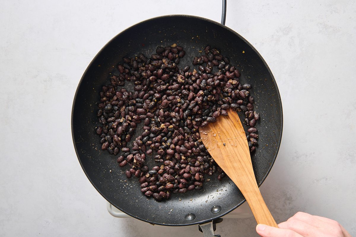 Sautéing the black beans