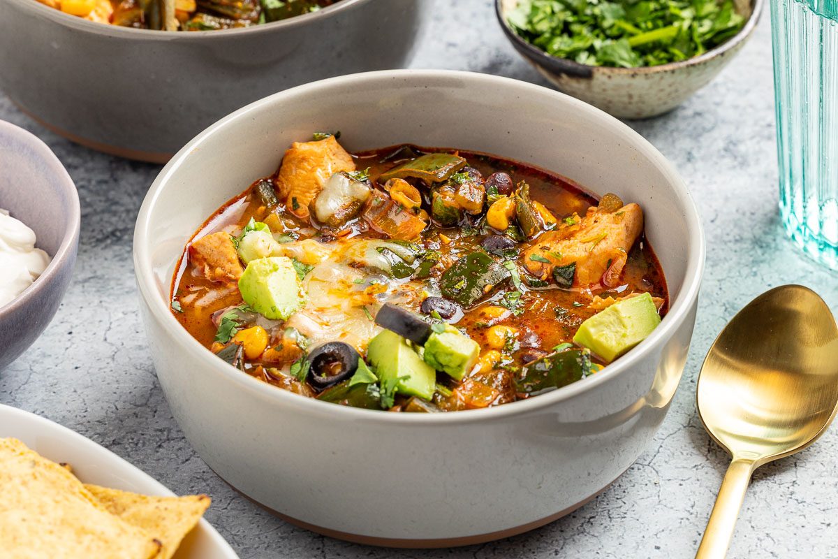 Taste of Home Chicken Poblano Soup photo of the finished recipe served into bowls.