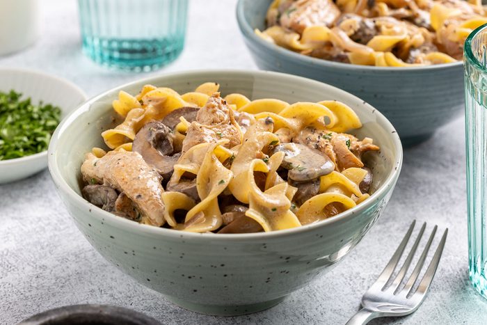 Chicken Stroganoff served in bowls