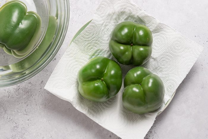 Plate With Green Peppers Cooling Down