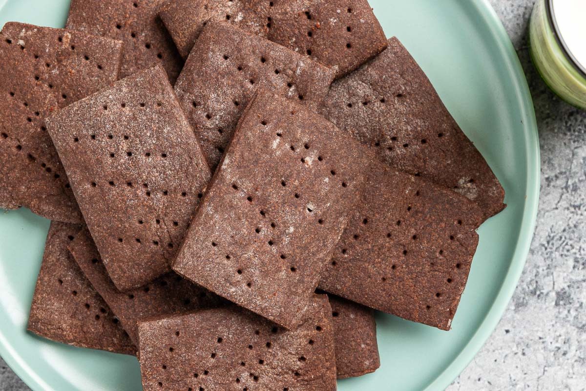 Chocolate Shortbread Cookies on a plate