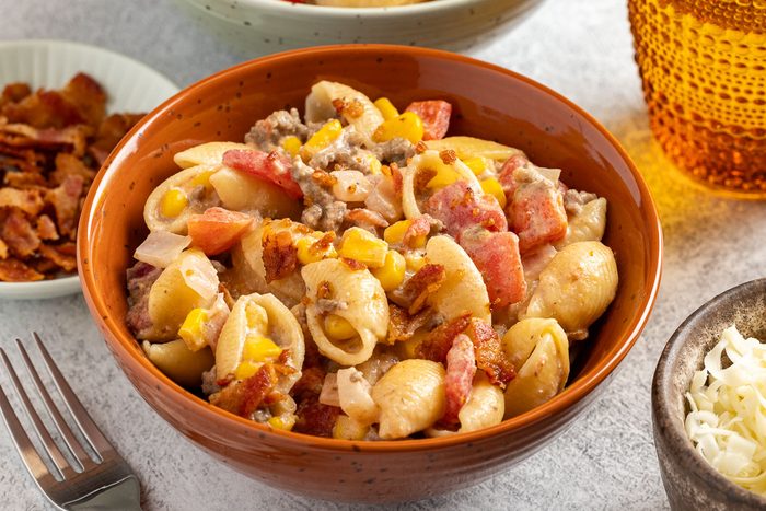 Taste of Home Cowboy Pasta photo of the finished recipe served into bowls.