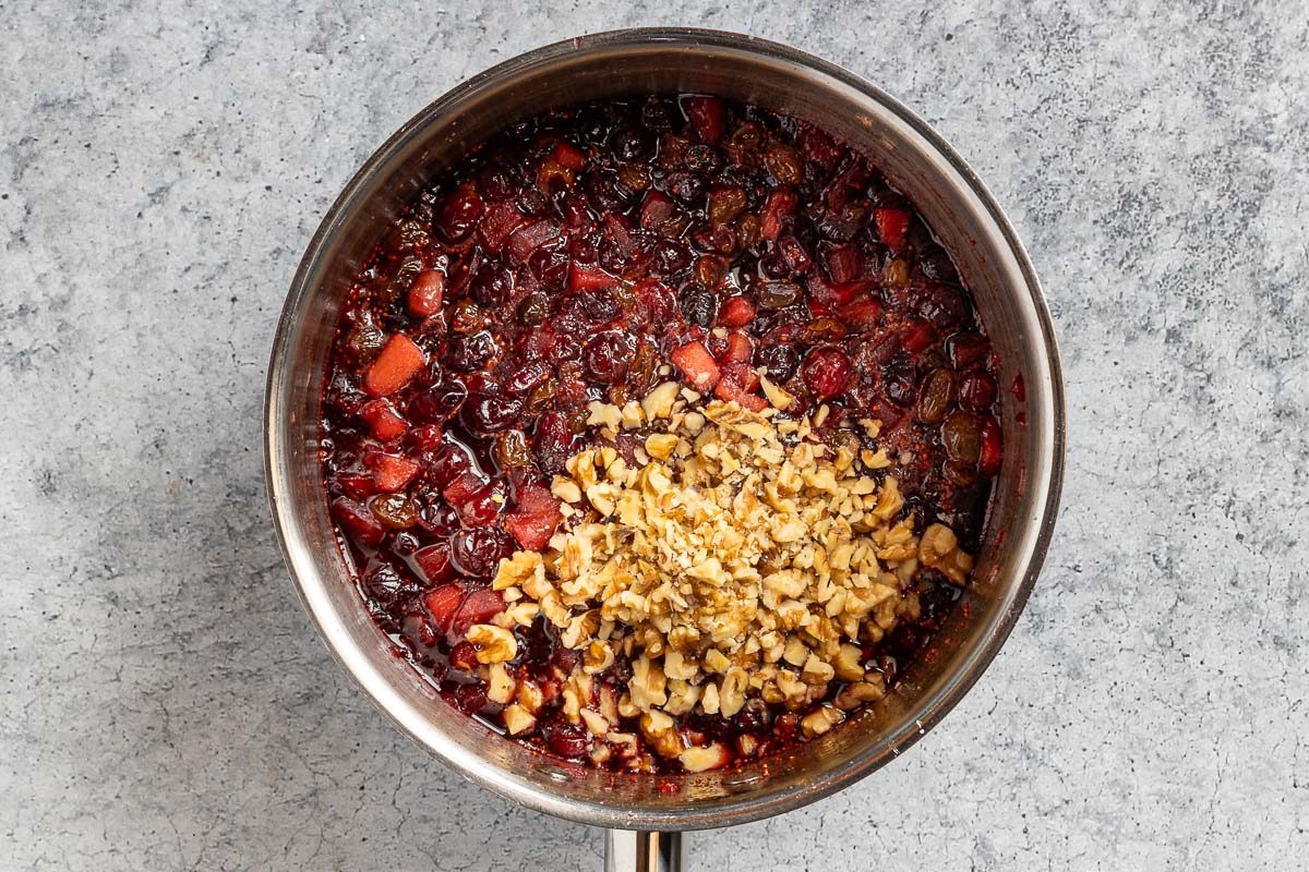simmered chutney with walnuts added.