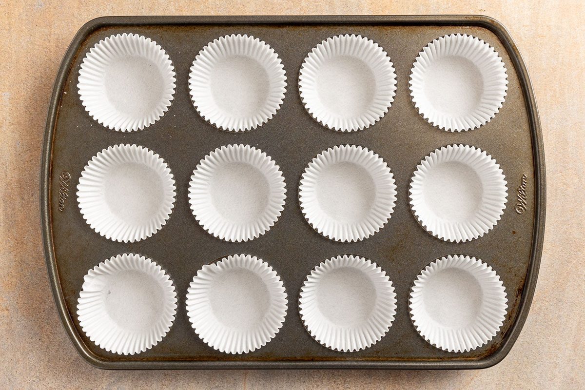 lined muffin tin.