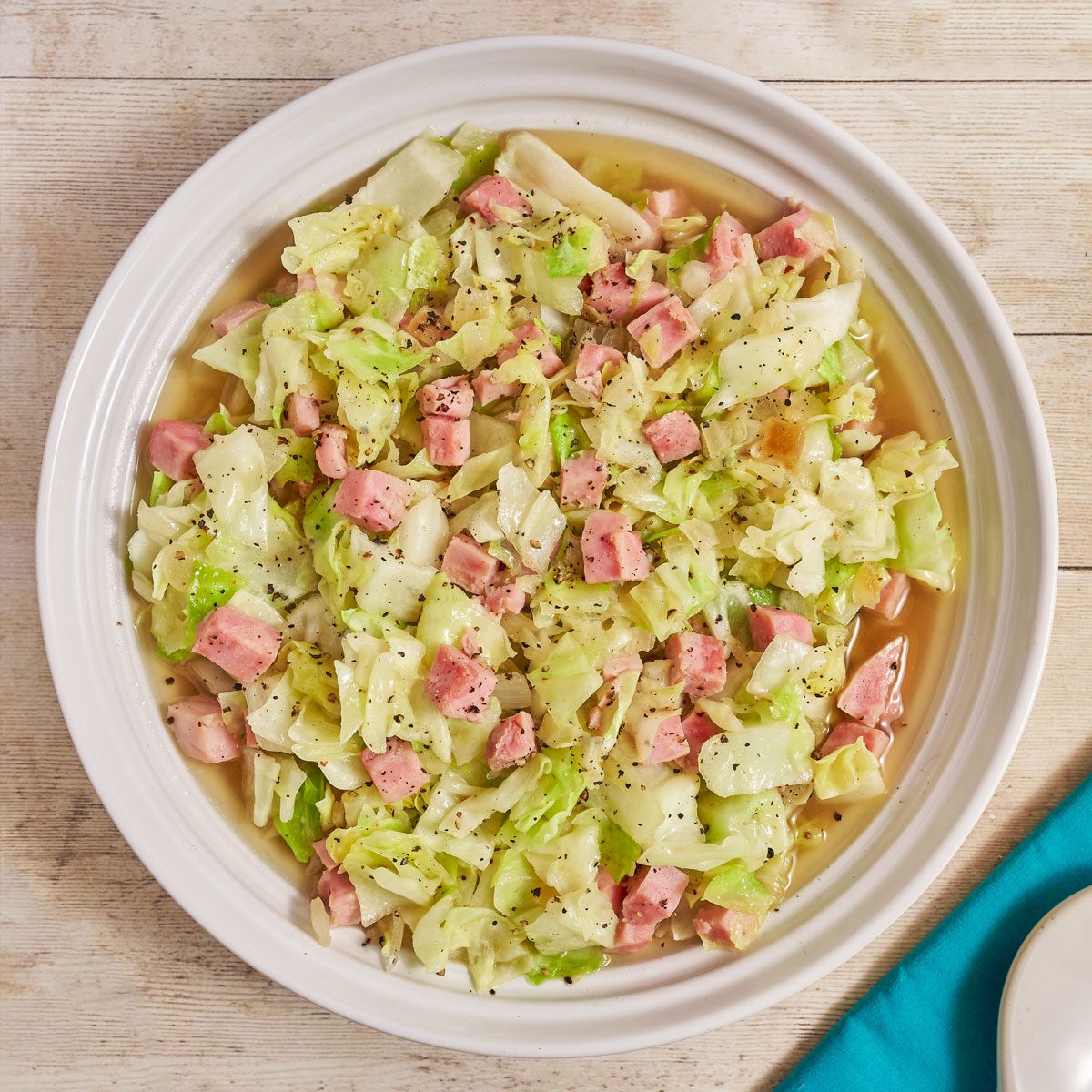 Smothered Cabbage served on a plate