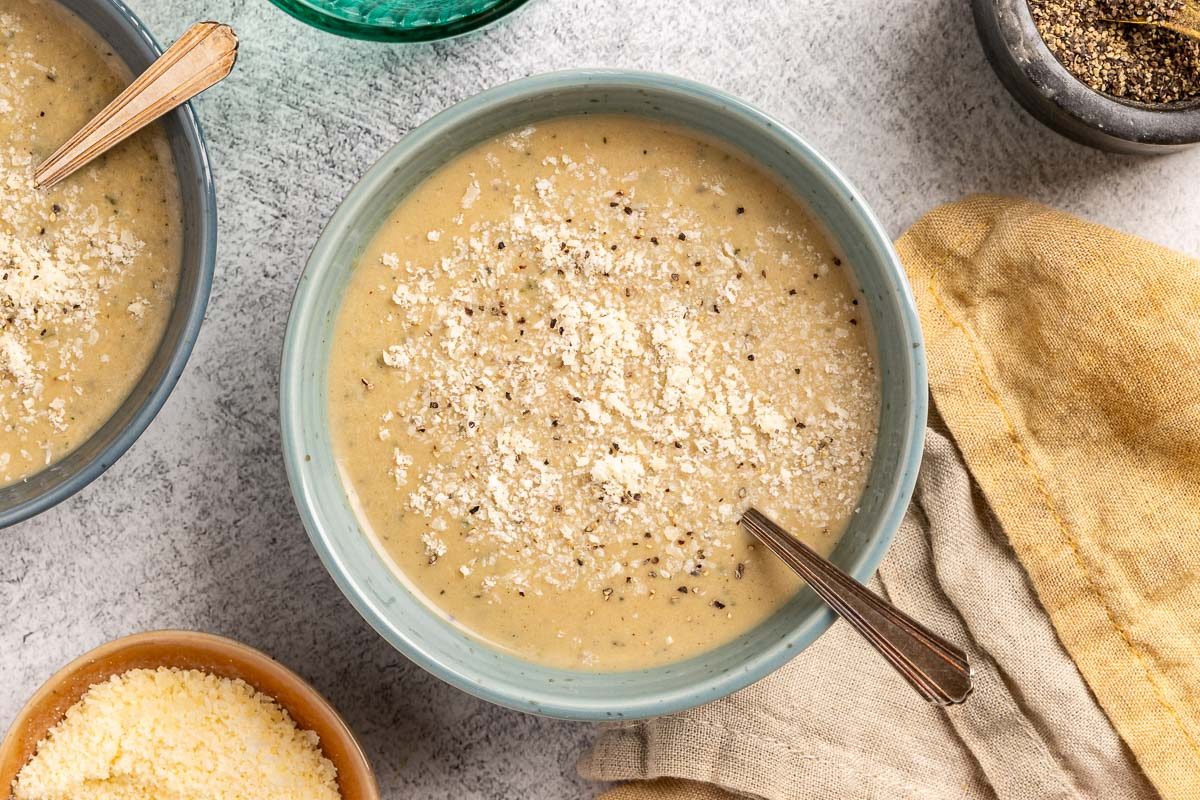 Taste of Home Garlic Soup photo of the finished soup.