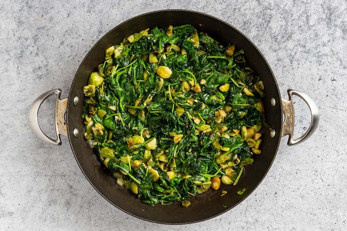 cooking greens in skillet