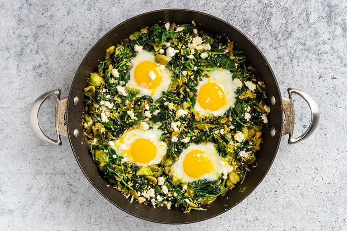 Green Shakshuka in skillet
