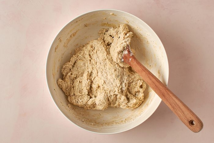 Mix wet with dry ingredients