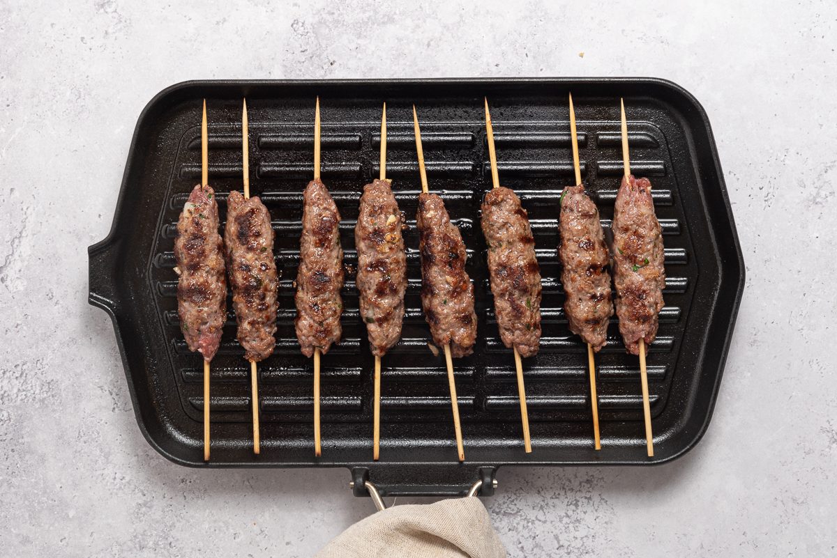 Cooked Kofta Kebabs On Grill Pan
