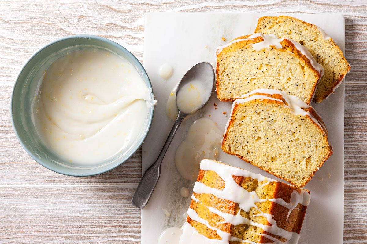 Overhead Shot Of Lemon Glaze With Bread