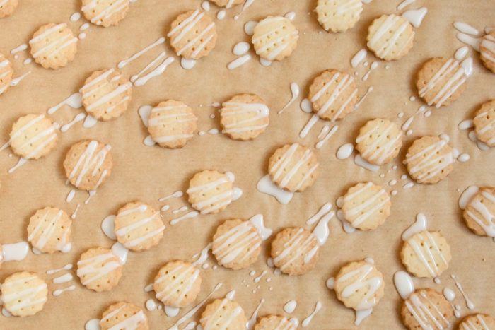 Lemon Shortbread Cookies drizzled with icing