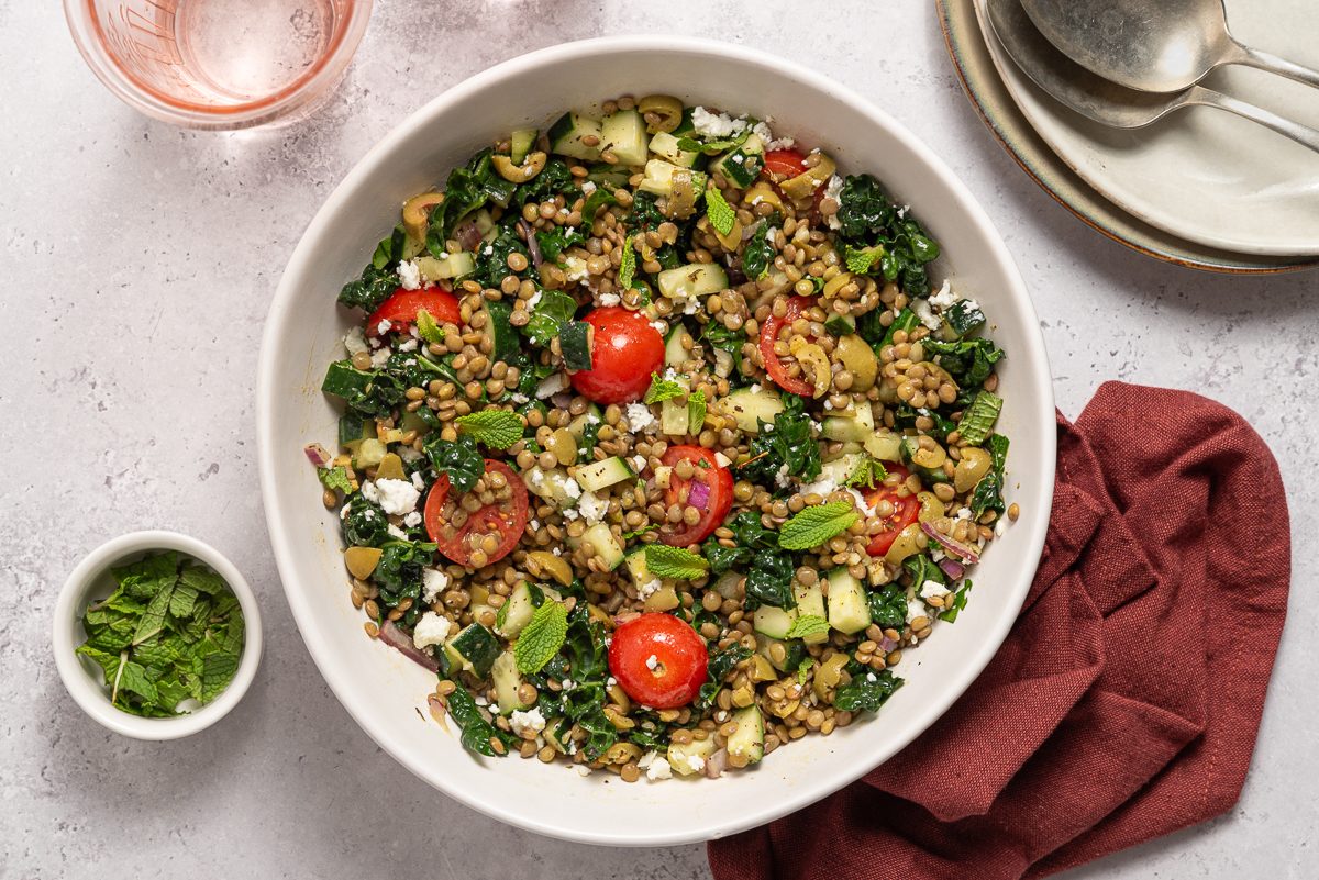 Lentil Salad Inside Serving Bowl
