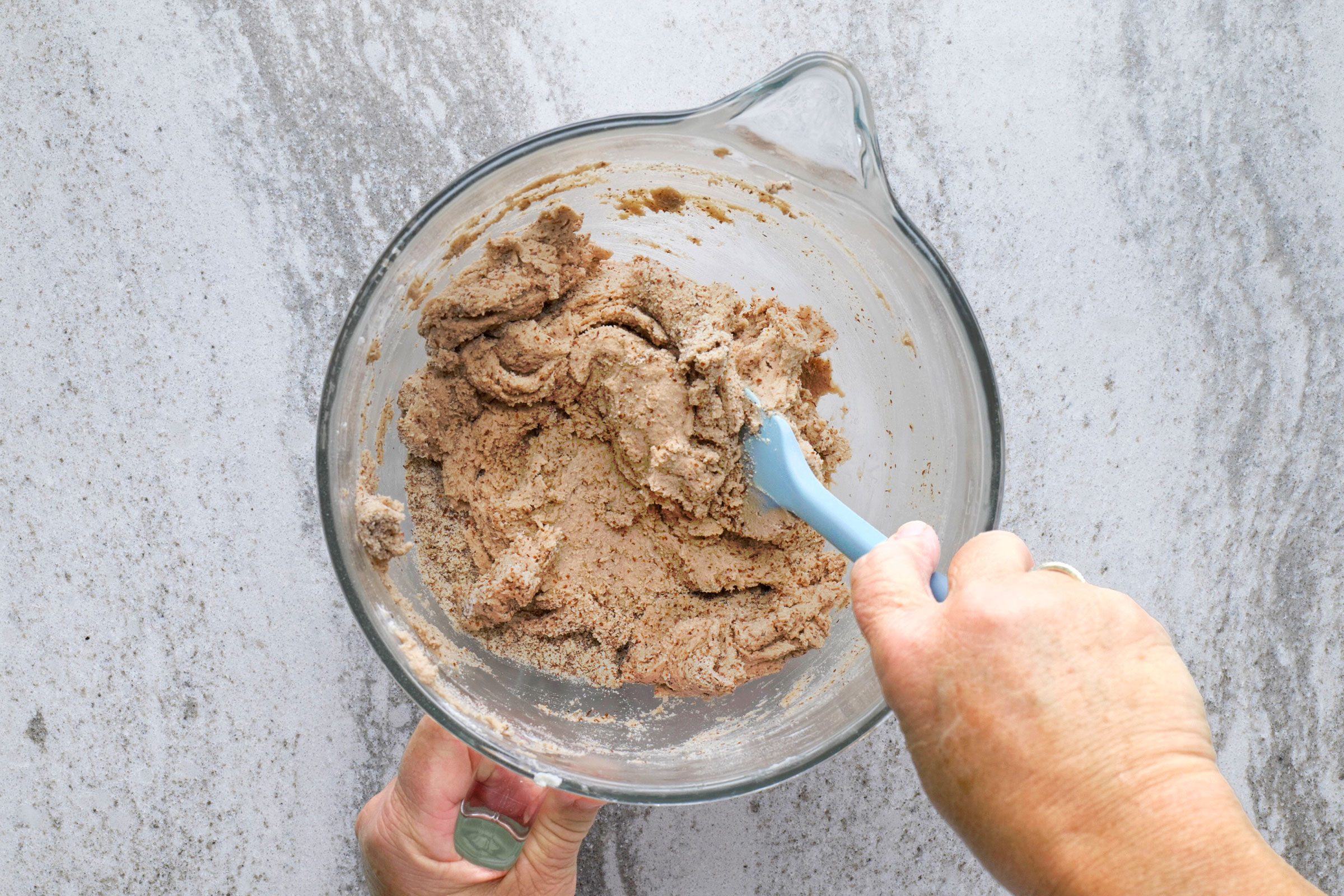 Dry ingredients in a glass bowl