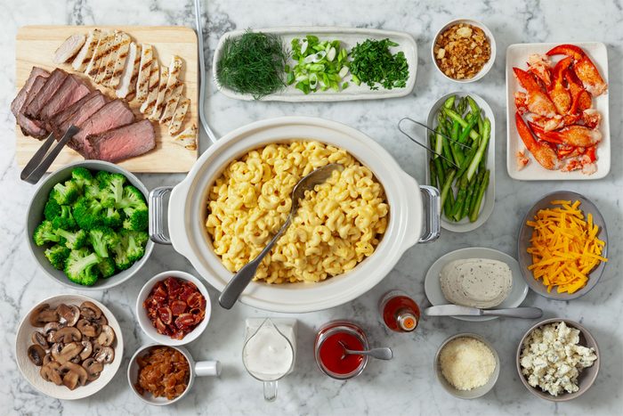 Overhead Shot Of Ingredients for Mac and Cheese Bar