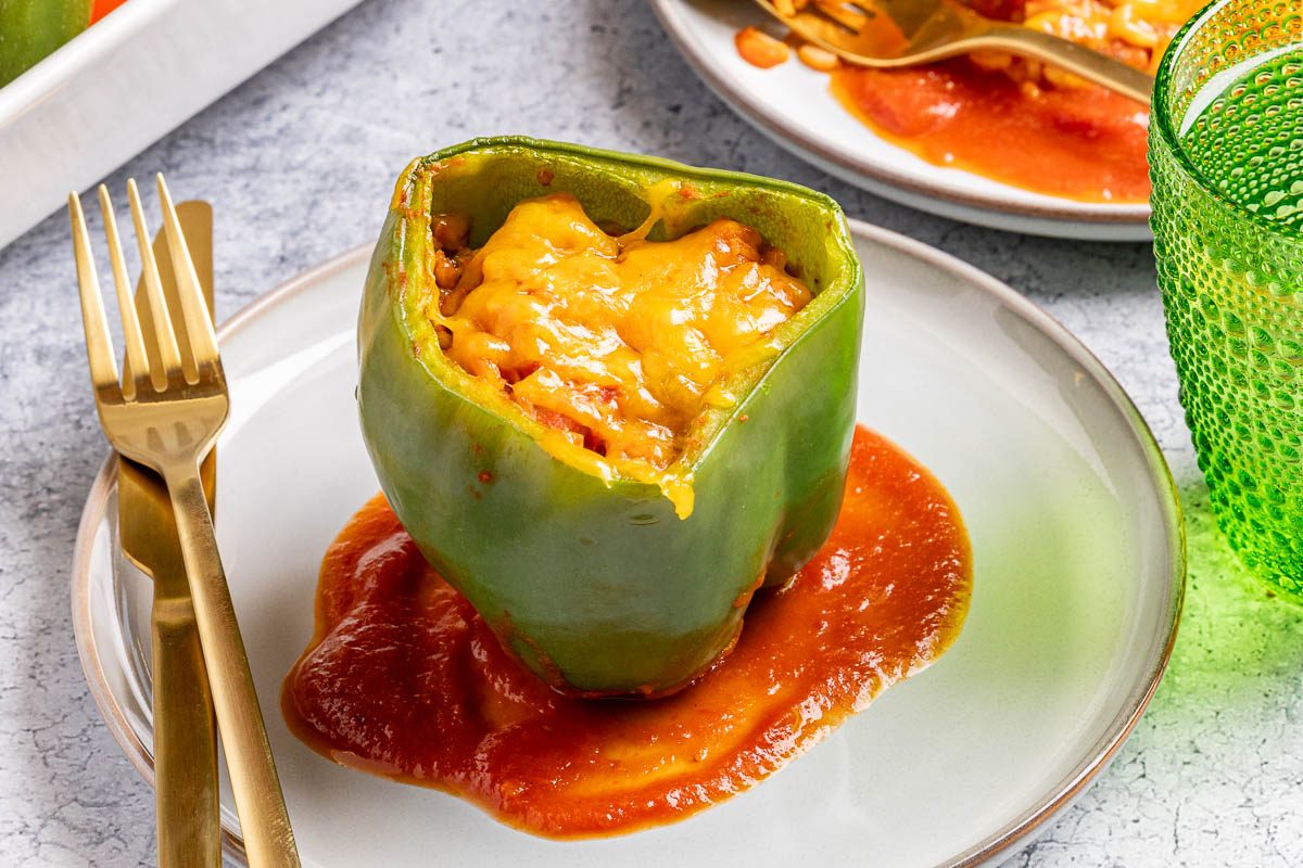 Taste of Home Meatloaf Stuffed Peppers photo of the finished recipe.