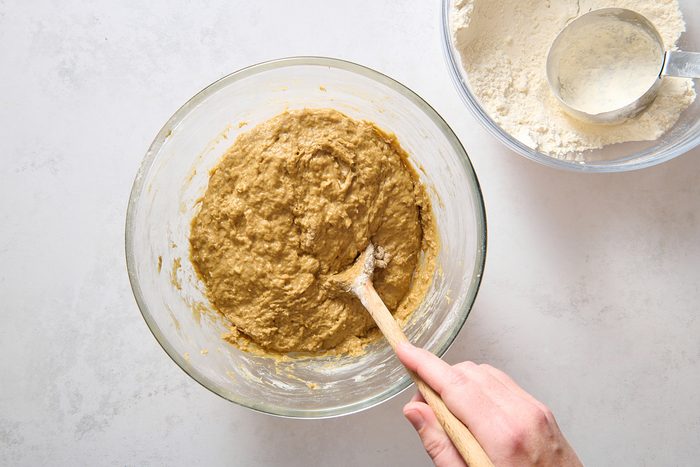 Adding flour to make a stiff dough