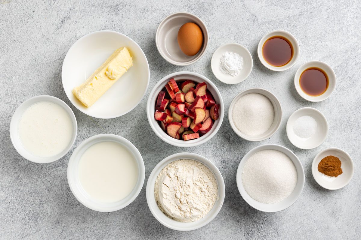 ingredients for Rhubarb Cake 