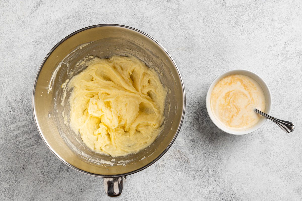 creating the cake batter.