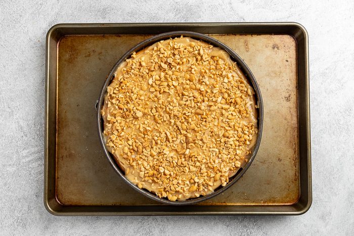 cheesecake with the sour cream, peanutbutter, sugar, and nuts topping.