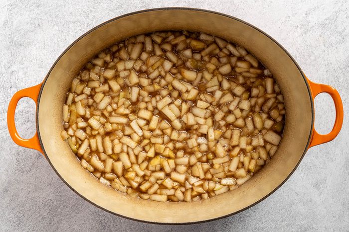 cooked jam ingredients in a Dutch oven.