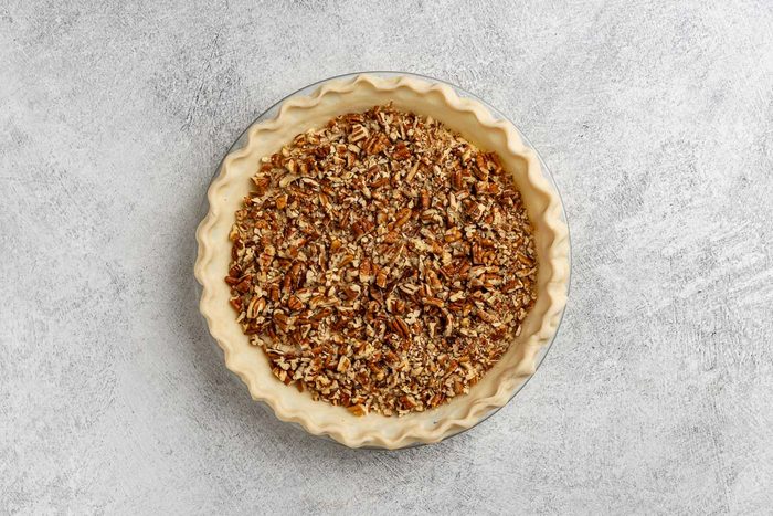 cheesecake filling set on top of the pie crust.