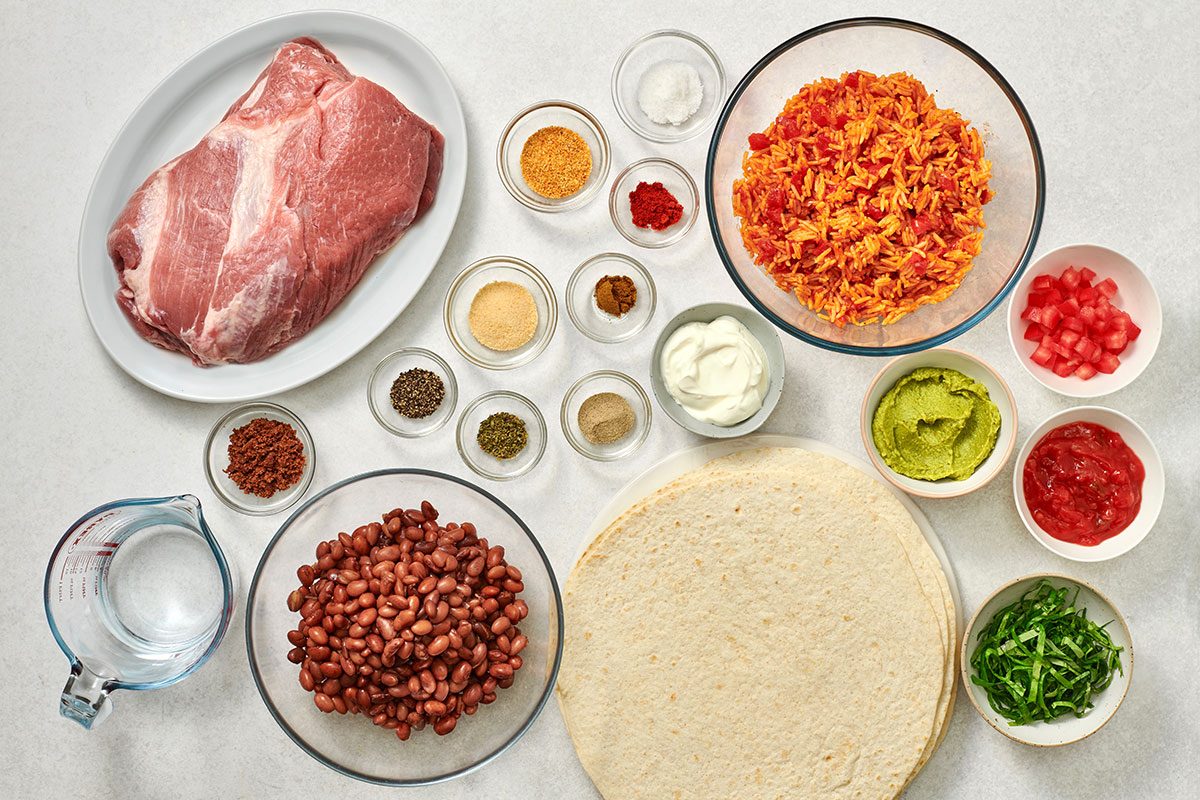 Ingredients for Pork Burritos