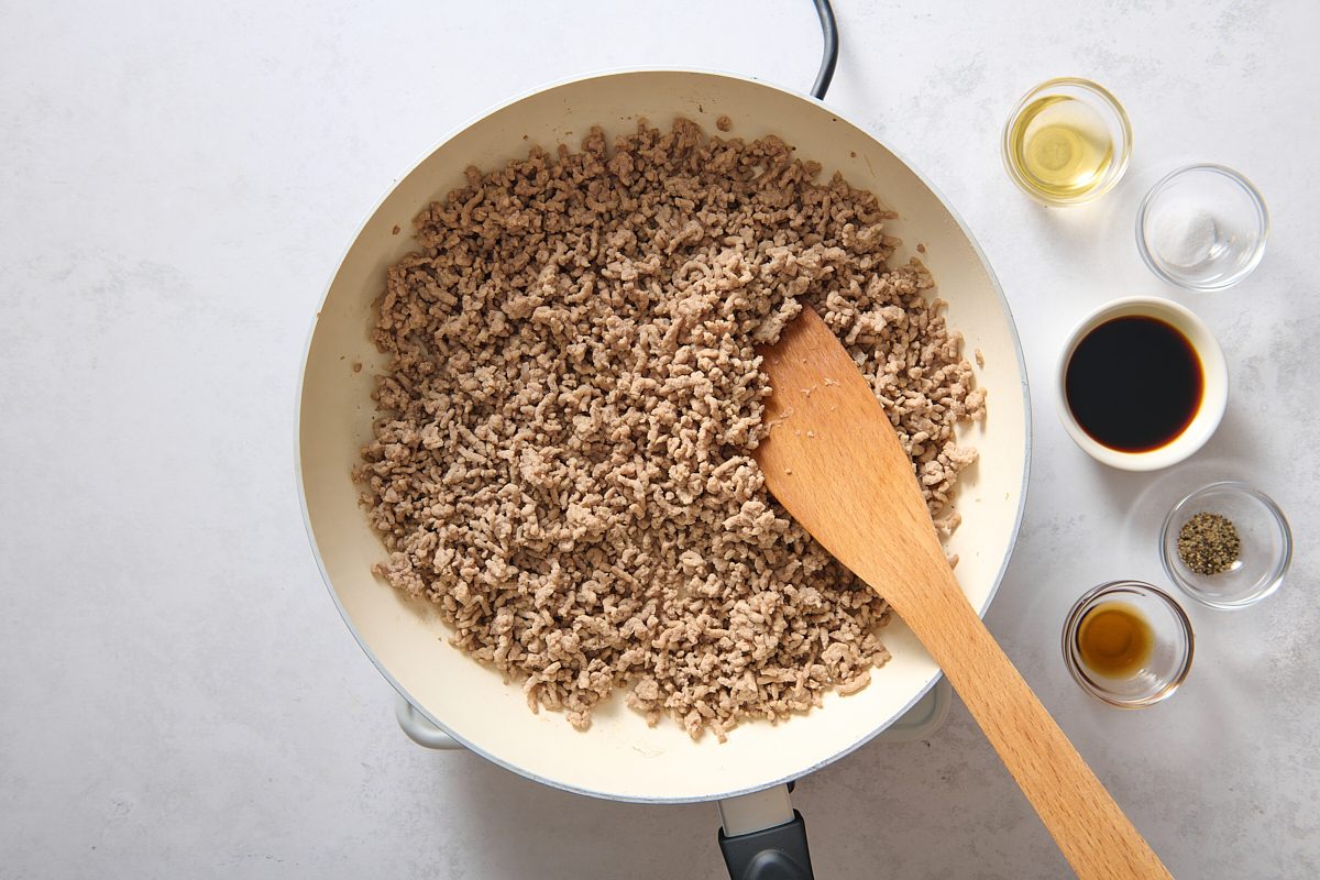 Cooking the pork in a large skillet