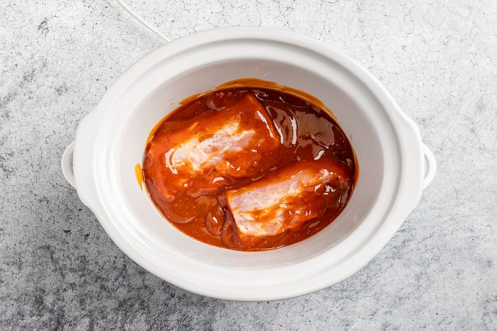pork ingredients in the slow cooker.