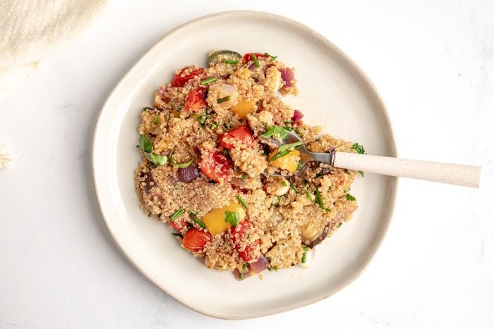 Beauty shot for Taste of Home Quinoa with Vegetables being served on a plate.