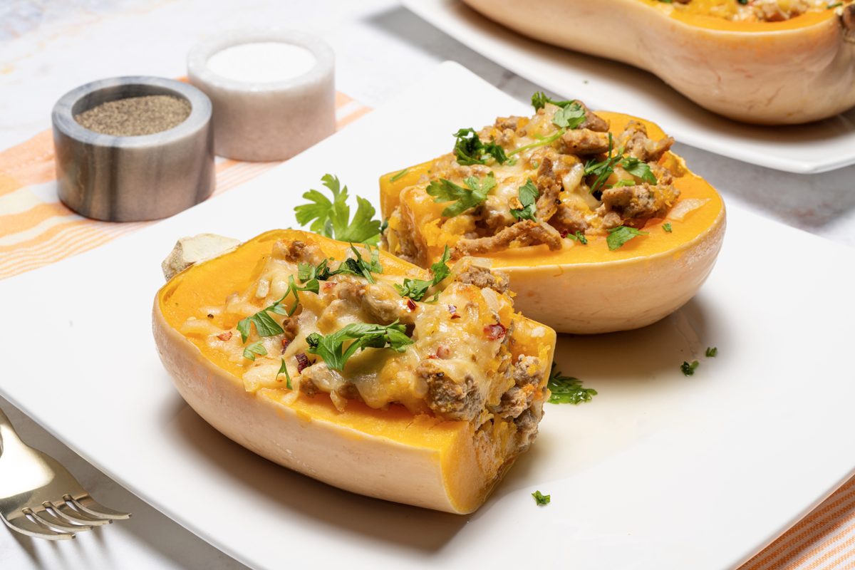 Sausage Stuffed Butternut Squash _Photo by Orly Catz for Taste of Home