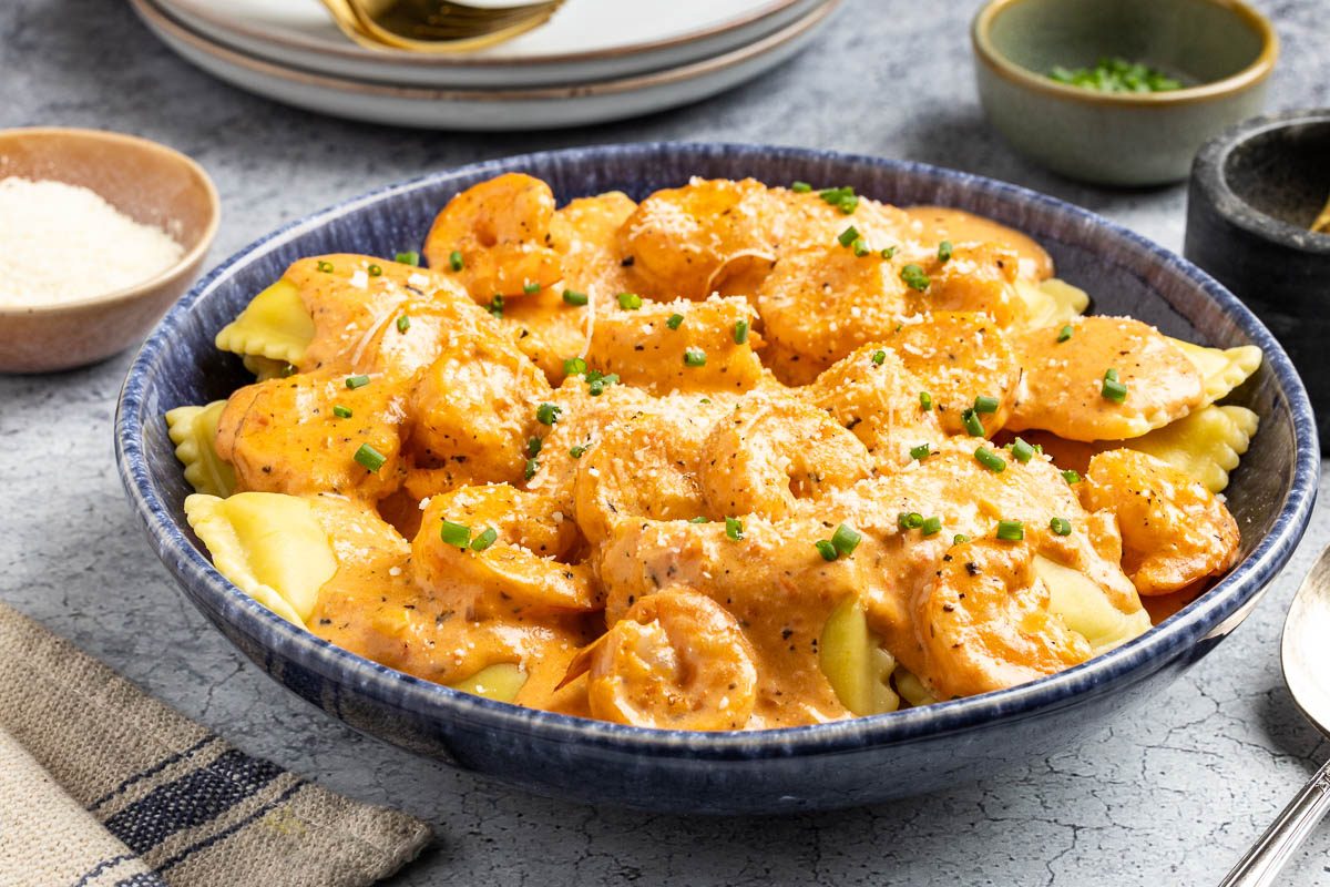 Ravioli with Shrimp Tomato Sauce
