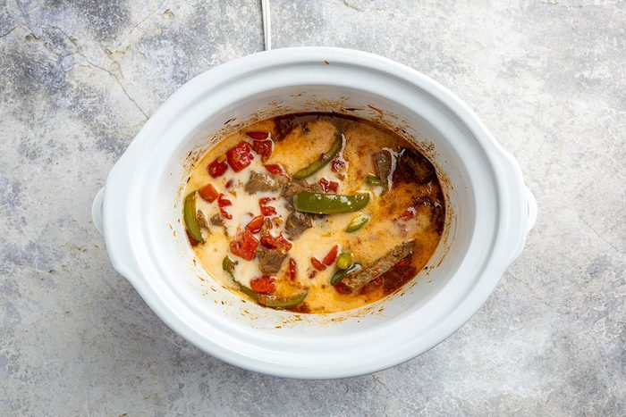 corn starch slurry added to the crock pot.