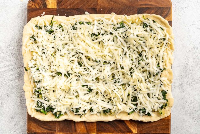 Taste of Home Spinach Bread photo of preparing and assembling the dough.