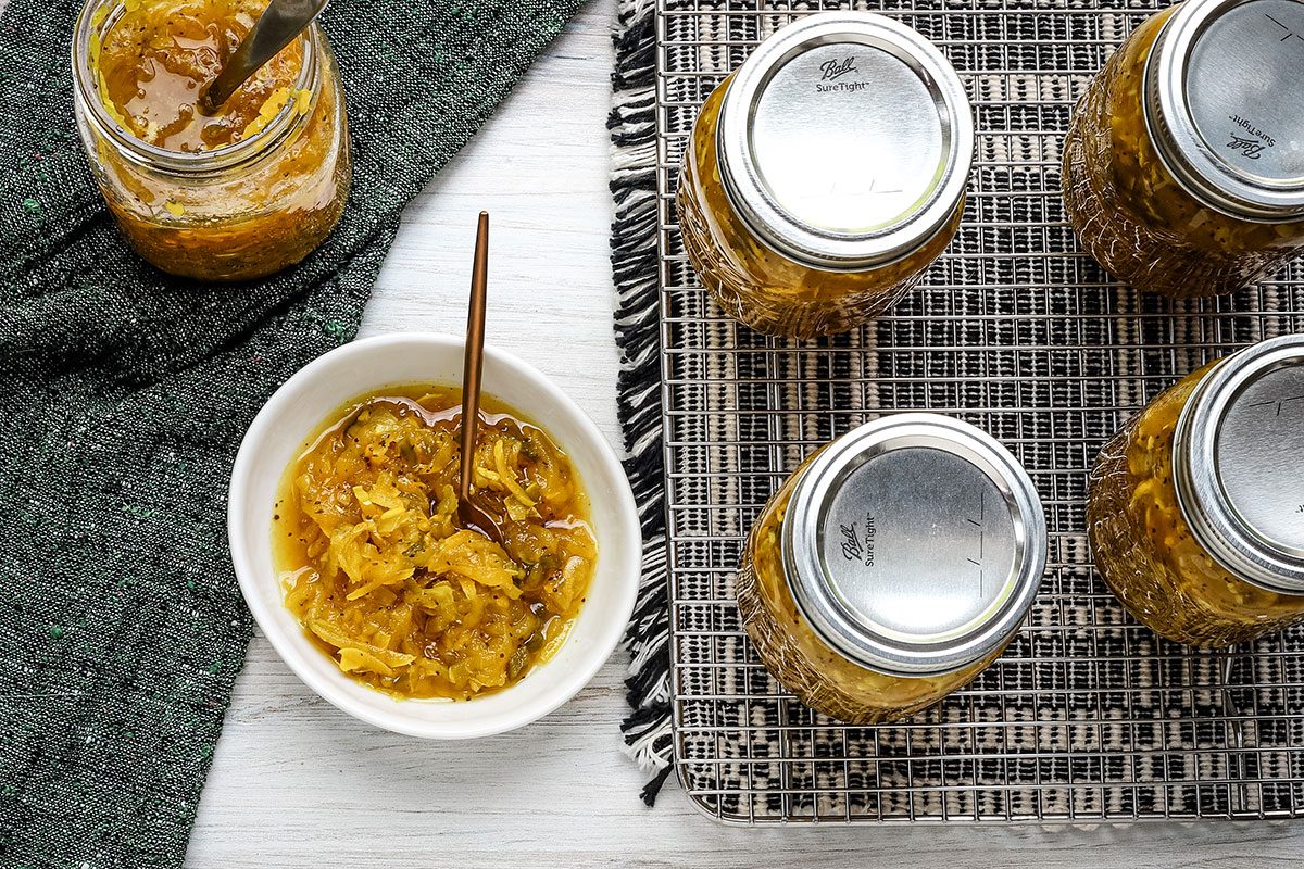 Home-canned squash relish, a recipe from Taste of Home.