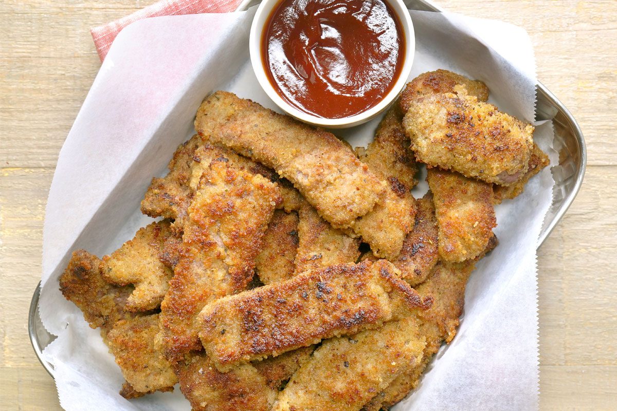 Steak fingers served with sauce on the side