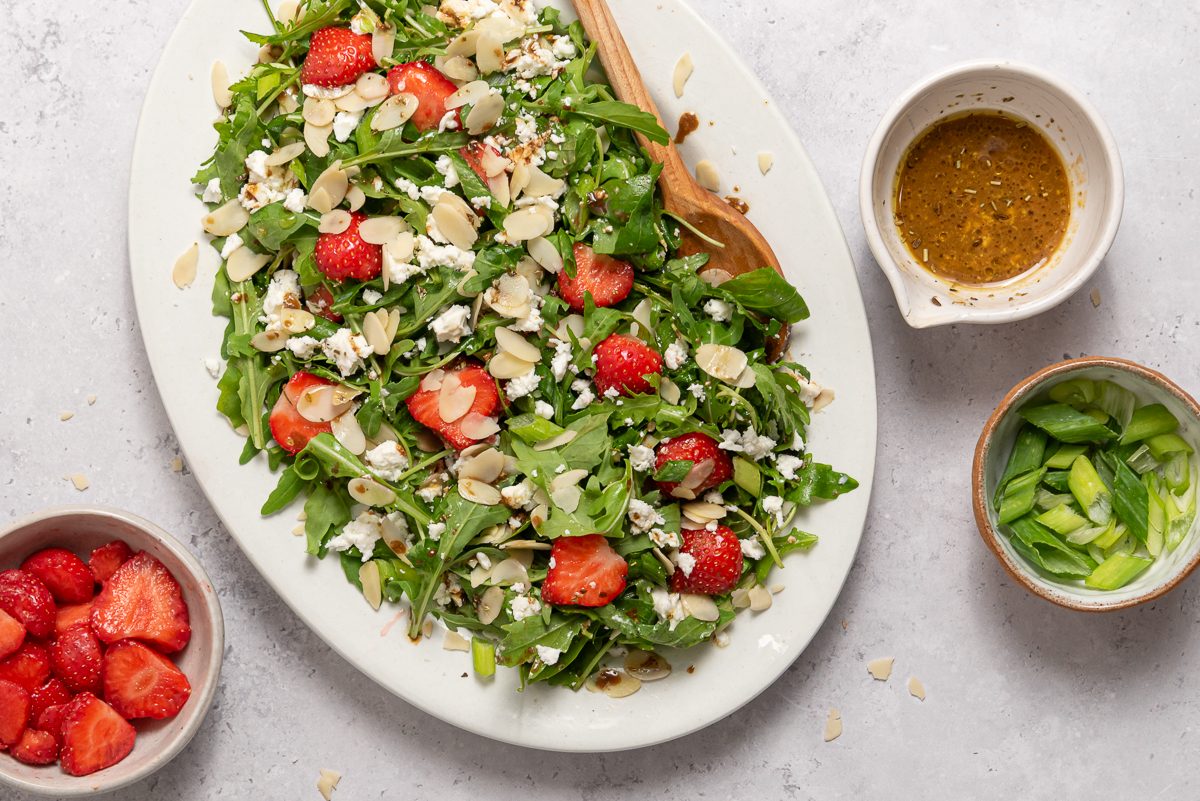 Serving Plate With Stawberry Arugula Salad