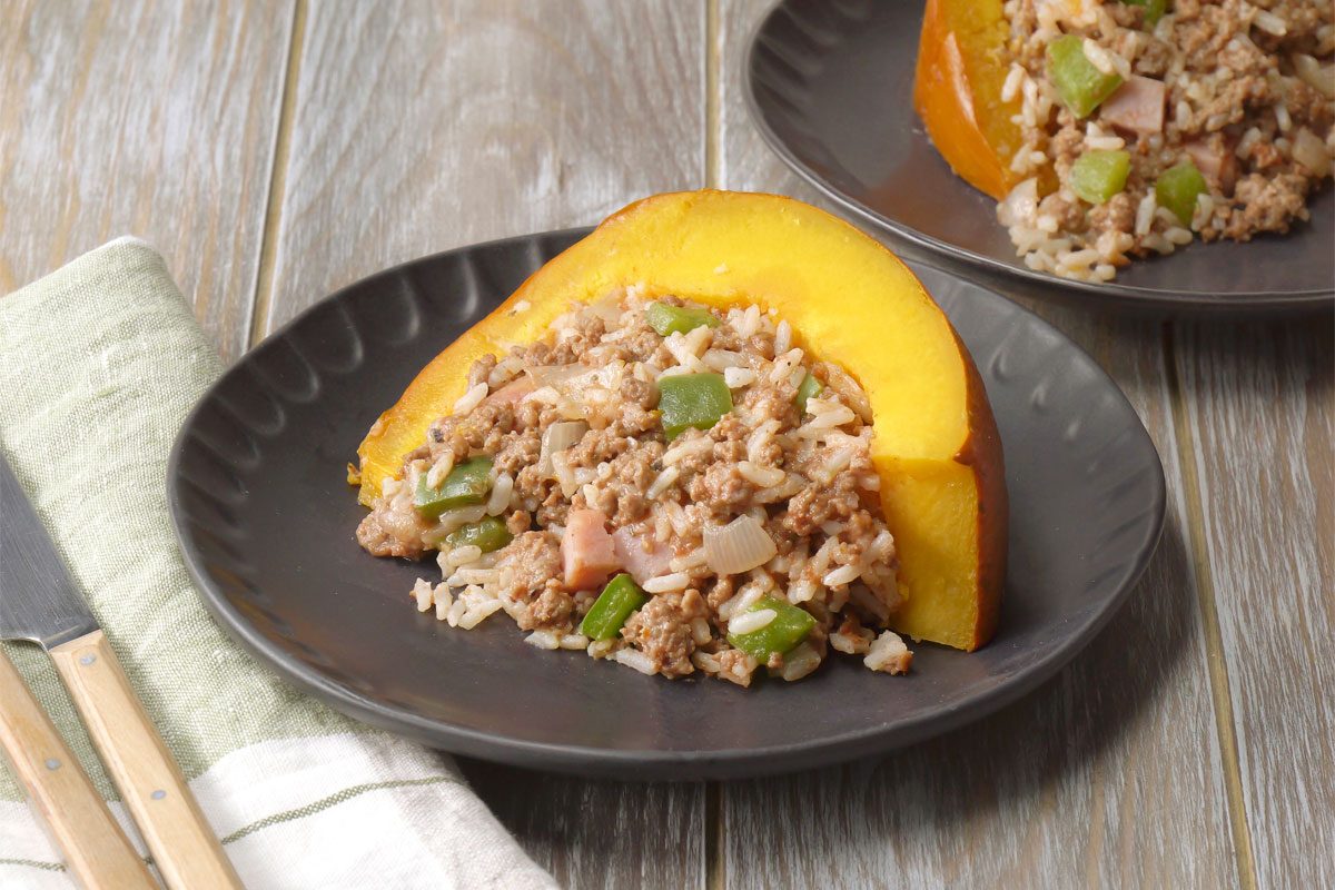 Stuffed Pumpkin slices on two plates