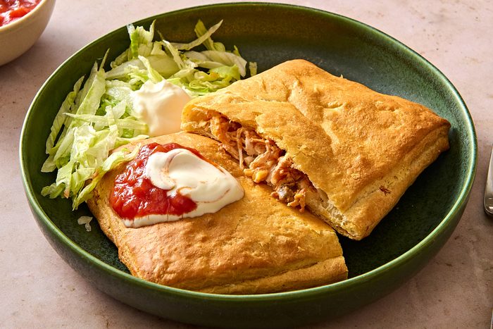 Angled shot of the inside of a taco pocket