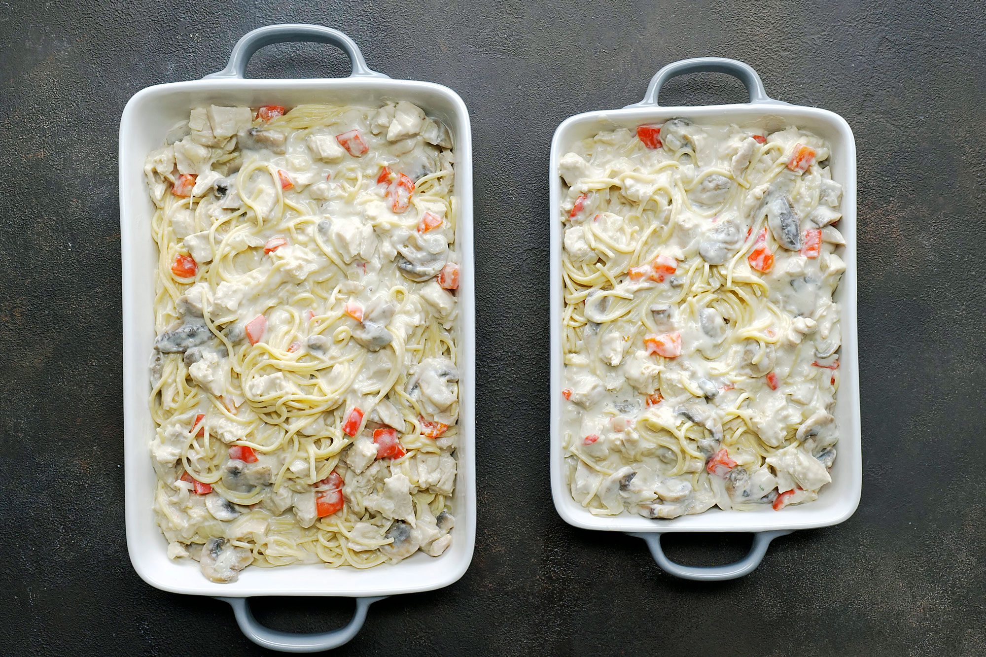 Transfer turkey mixture to greased baking dishes