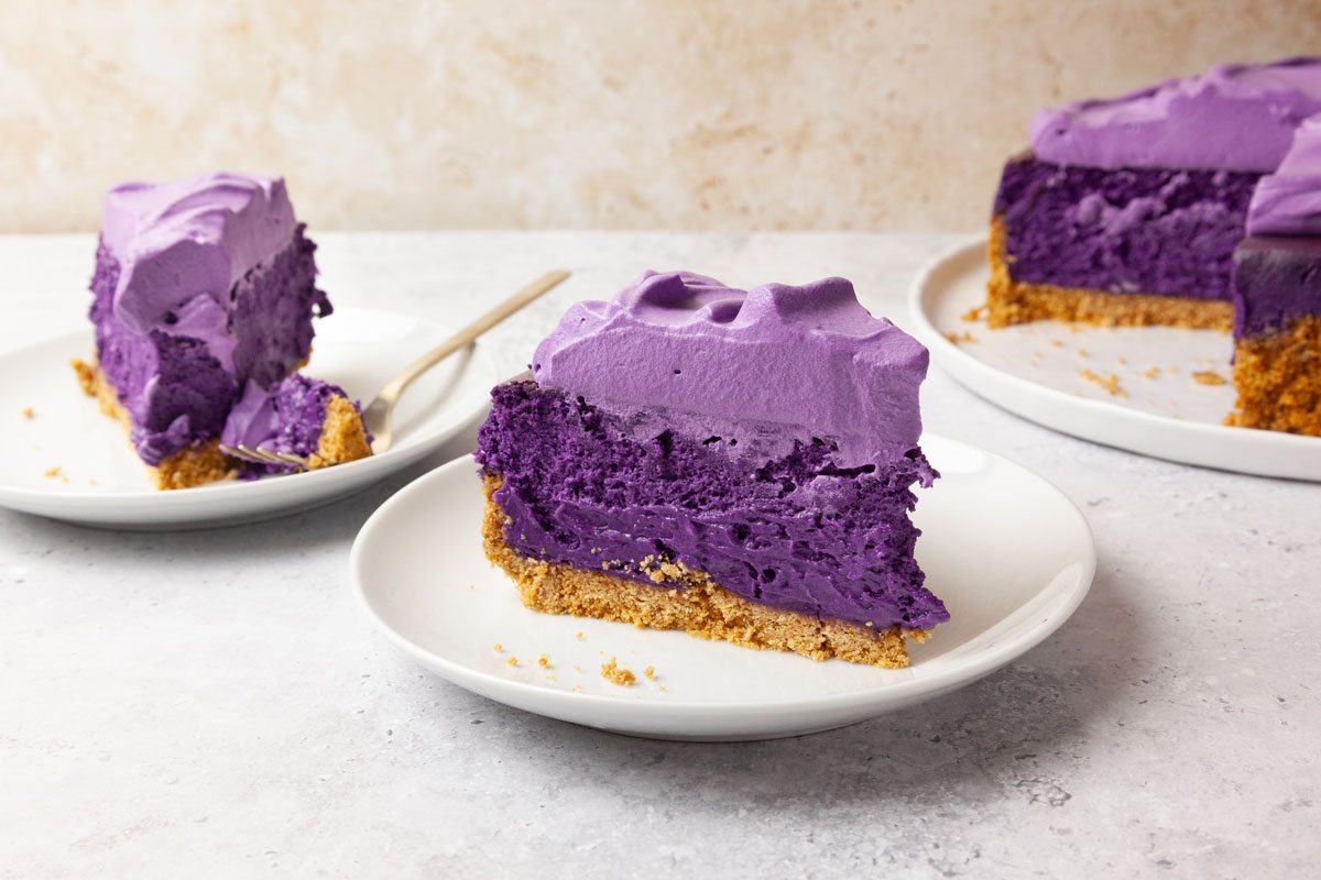 Two single servings of Taste of Home Ube Cheesecake