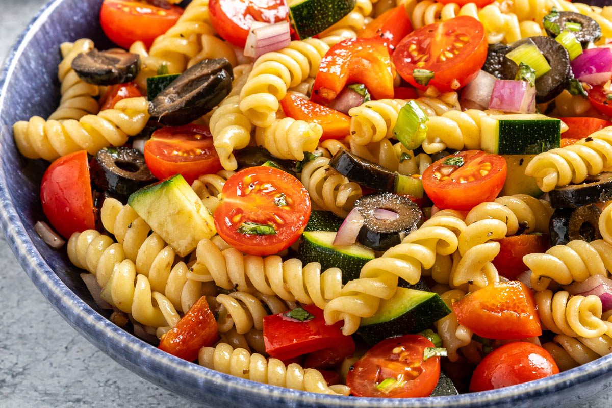 Taste of Home Vegan Pasta Salad photo of the finished recipe served into bowls.