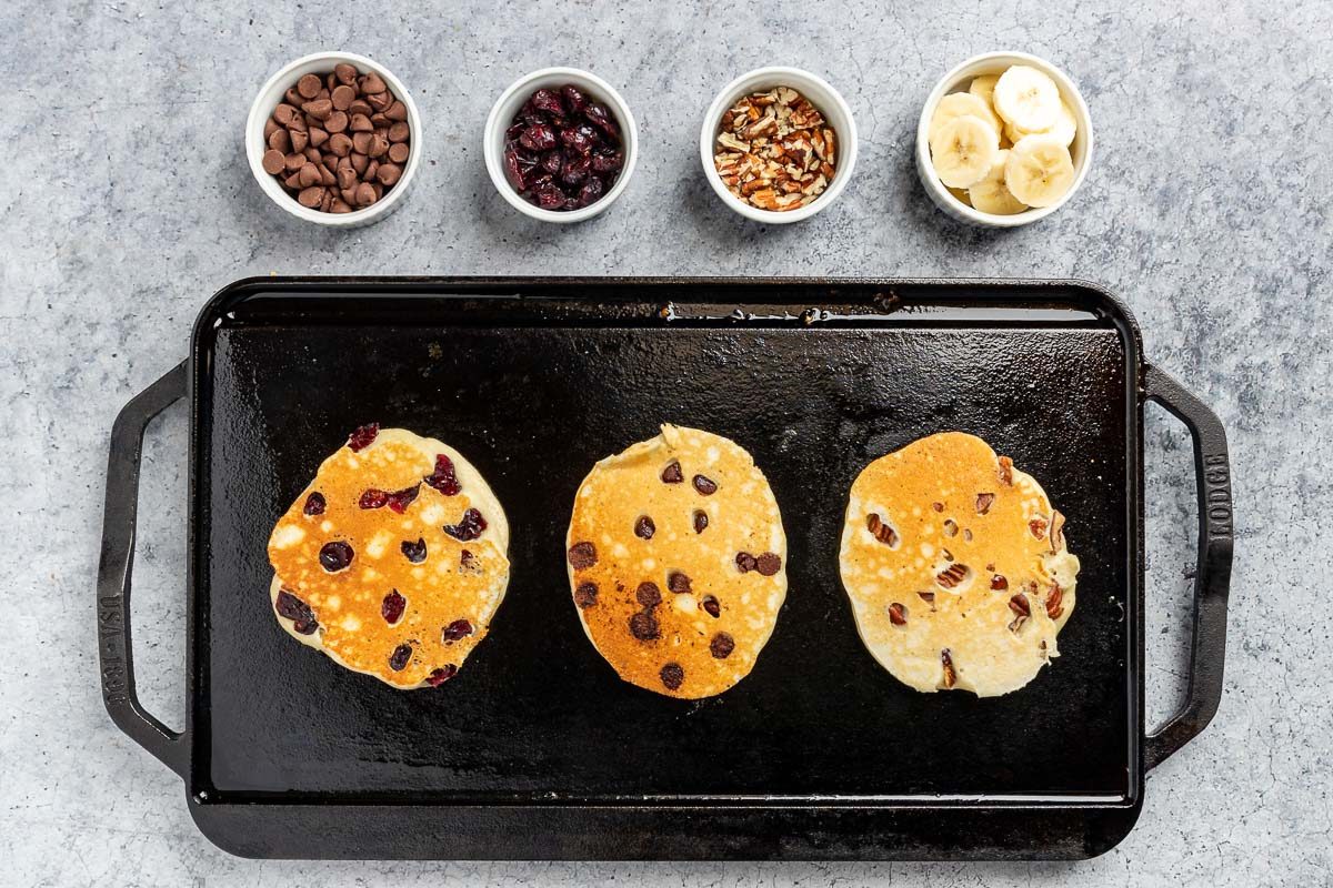 Yogurt Pancakes on griddle