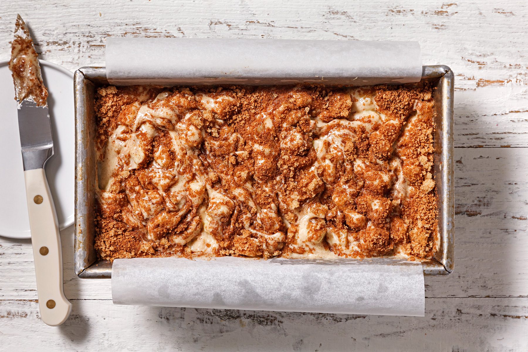 Use a knife to swirl the mixture around.